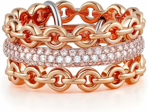 Stackable Rings for Women Gold Plated Statement Rings Womens Chunky Band Thumb Rings Pave CZ Ring Set in Saudi Arabia