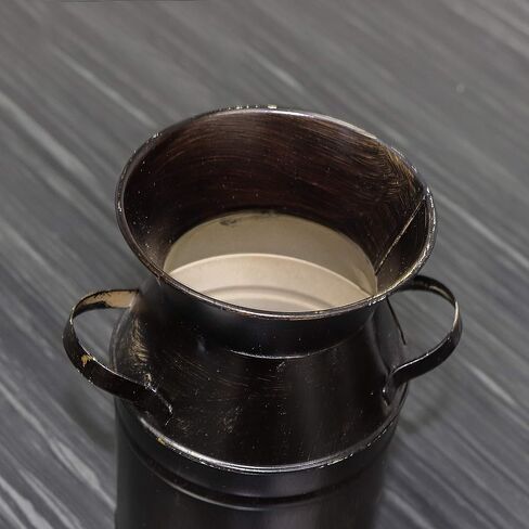 Metal Big Cow Galvanized Milk Can with Wooden Handle, Rustic White Farmhouse Vase Planter, Primitive Decorative Flower Holder for Home Wedding Table Centerpiece Decor Large - 11" in Saudi Arabia