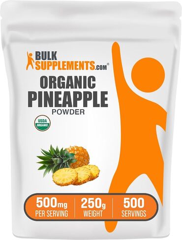 BulkSupplements.com مسحوق الأناناس - مسحوق فاكهة الأناناس، للنكهات والعصائر - غير محلى وخالي من الغلوتين، 500 مجم لكل وجبة، 250 جم (8.8 أونصة) (عبوة من قطعة واحدة) in Saudi Arabia