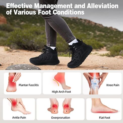 Women's Orthopedic Mid Trekking Hiking Boots: Comfortable Plantar Fasciitis Ankle Support Workout Walking Running Shoes, Orthotic Work Sport Waterproof Trail Sneakers for Feet and Heel Pain Relief in Saudi Arabia