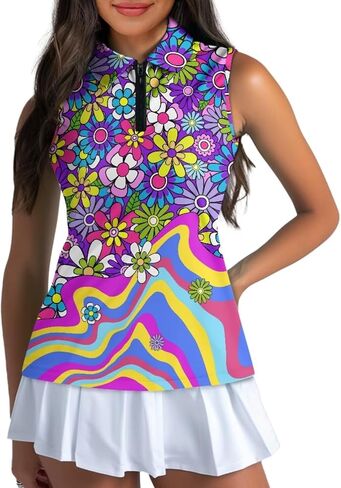 Polero Sleveless Women Golf Dorts zip Up v Tops Wick Tops مع قميص رياضي غير رسمي in Kuwait
