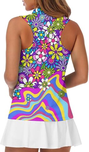 Polero Sleveless Women Golf Dorts zip Up v Tops Wick Tops مع قميص رياضي غير رسمي in Kuwait