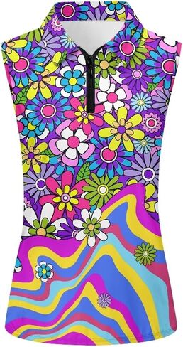Polero Sleveless Women Golf Dorts zip Up v Tops Wick Tops مع قميص رياضي غير رسمي in Kuwait