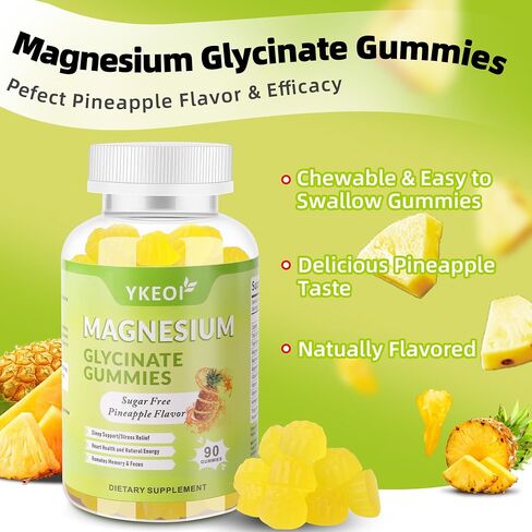 Magnesium Glycinate Gummies 500 Mg with Ashwagandha,Sugar Free Magnesium Supplement Triple Magnesium Complex with Malate,Citrate, Vitamin C D3 B6,Magnesium Supplement for Adults- 90 Gummies in Saudi Arabia