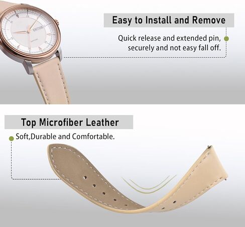 20mm 22mm Super Soft Leather Watch Bands for Women, Stainless Steel Polished Buckle,Simple Quick Release Lightweight Replacement Strap in Kuwait