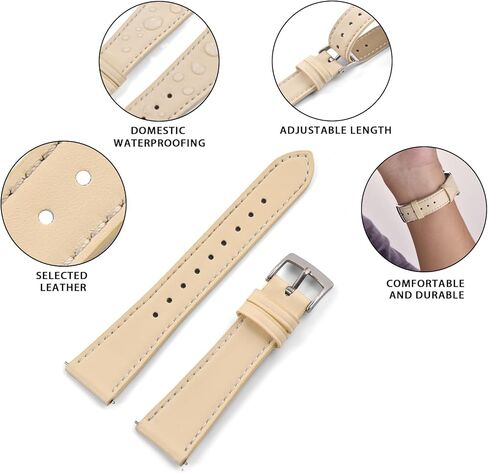 20mm 22mm Super Soft Leather Watch Bands for Women, Stainless Steel Polished Buckle,Simple Quick Release Lightweight Replacement Strap in Kuwait