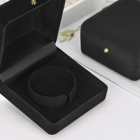 2 Pieces Velvet Bracelet Necklace Gift Box, Jewelry Bangle Holder Box, Bracelet Necklace Display Storage Case for Women Girl (Black) in Saudi Arabia