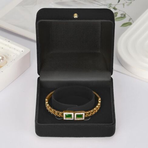 2 Pieces Velvet Bracelet Necklace Gift Box, Jewelry Bangle Holder Box, Bracelet Necklace Display Storage Case for Women Girl (Black) in Saudi Arabia