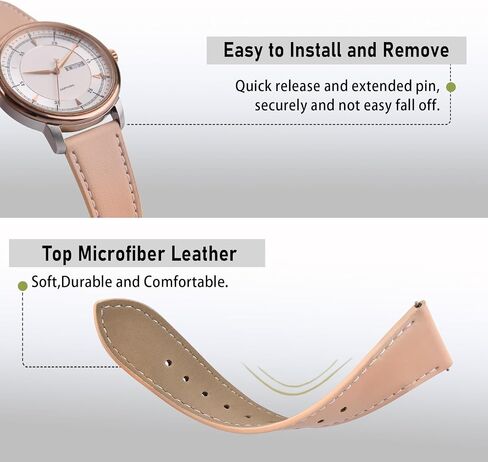 20mm 22mm Super Soft Leather Watch Bands for Women, Stainless Steel Polished Buckle,Simple Quick Release Lightweight Replacement Strap in Kuwait