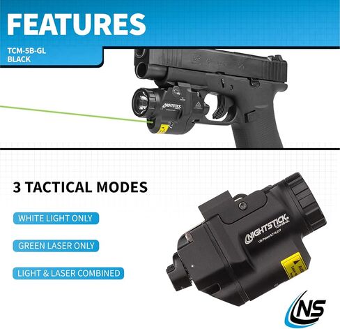 Nightstick TCM-5B ضوء مسدس صغير الحجم، نماذج السكك الحديدية القصيرة / الضيقة - 1 CR123 - أسود in Saudi Arabia