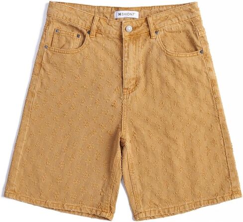 SHION7 Men's Denim Shorts, Relaxed Fit Knee Length Short Pants for Men, Ripped Baggy Half Pant, Streetwear Oversized Shorts in Saudi Arabia