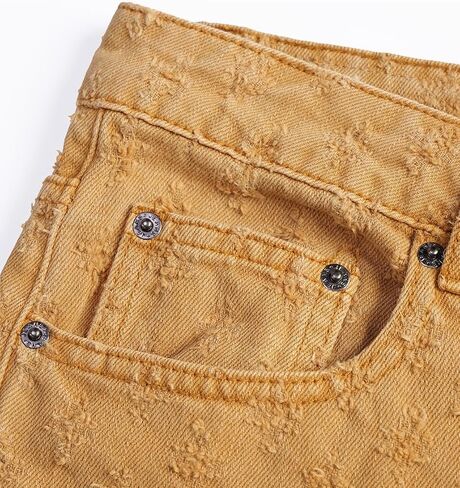SHION7 Men's Denim Shorts, Relaxed Fit Knee Length Short Pants for Men, Ripped Baggy Half Pant, Streetwear Oversized Shorts in Saudi Arabia
