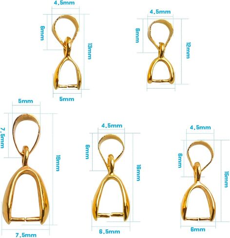 Pendant Clip Clasp,60pcs 3 Sizes Pinch Clip Bail Clasp Stainless Steel Pendant Clasp for Jewelry Making Crafts DIY,15mm/16mm/18mm in Saudi Arabia