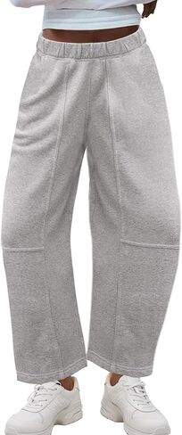 Hixiaohe Womens Baggy Wide Leg Pants Casual Barrel Trousers Elastic Waisted Sweatpant Palazzo Harem Pants with Pockets in Saudi Arabia