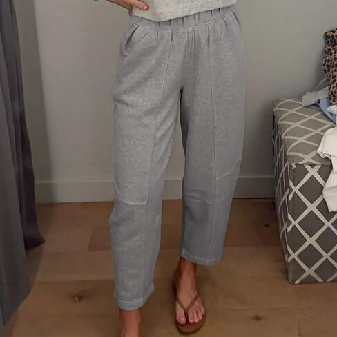 Hixiaohe Womens Baggy Wide Leg Pants Casual Barrel Trousers Elastic Waisted Sweatpant Palazzo Harem Pants with Pockets in Saudi Arabia
