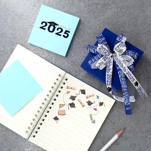 Hying 4 قطع 2024 أشرطة التخرج، 1 بوصة و3/8 بوصة عرض التخرج أشرطة Grosgrain فئة معدنية من 2024 الشريط الأزرق Congrats Grad Craft Ribbons لتغليف الهدايا لوازم ديكور حفلات التخرج in Saudi Arabia