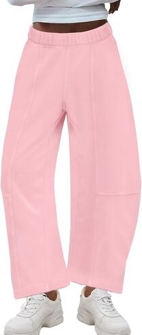 Hixiaohe Womens Baggy Wide Leg Pants Casual Barrel Trousers Elastic Waisted Sweatpant Palazzo Harem Pants with Pockets in Saudi Arabia
