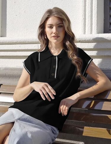 Flygo Womens Sweater Step Button Button Down Downlesess Tank Tops Cap Sleeve Cont Pullover Summer Spring Speats Set Top in Kuwait