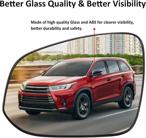 Passenger Side Mirror Replacement for Toyota Highlander 2014 2015 2016 2017 2018 2019 - Right Side Mirror Glass, Rear View Mirrors Glass with Power Heated in Saudi Arabia