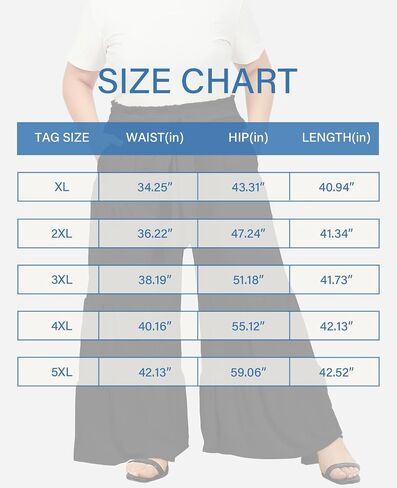 Moon Wood Plus Size Wide Leg Pants Woman High Waisted Palazzo Flowy Pants with Pockets Trendy Casual Summer Pants in Kuwait