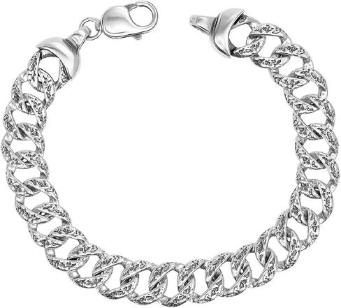 Lecalla Solid Real 925 Sterling Silver Classic Men's Link Bracelets | الأساور الفضية الإيطالية للرجال | سوار سلسلة التصميم الكلاسيكية المصنوعة يدويًا للرجال 8 ، 8.5 بوصة ، مصنوعة في إيطاليا in Kuwait