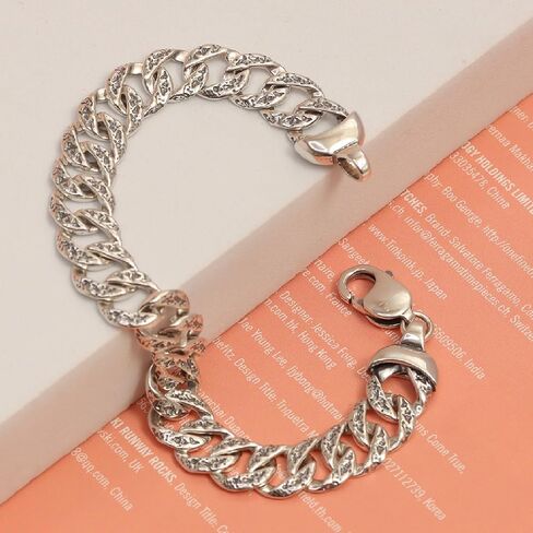 Lecalla Solid Real 925 Sterling Silver Classic Men's Link Bracelets | الأساور الفضية الإيطالية للرجال | سوار سلسلة التصميم الكلاسيكية المصنوعة يدويًا للرجال 8 ، 8.5 بوصة ، مصنوعة في إيطاليا in Kuwait