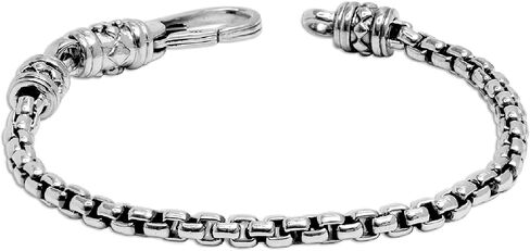 Lecalla Solid Real 925 Sterling Silver Classic Men's Link Bracelets | الأساور الفضية الإيطالية للرجال | سوار سلسلة التصميم الكلاسيكية المصنوعة يدويًا للرجال 8 ، 8.5 بوصة ، مصنوعة في إيطاليا in Kuwait