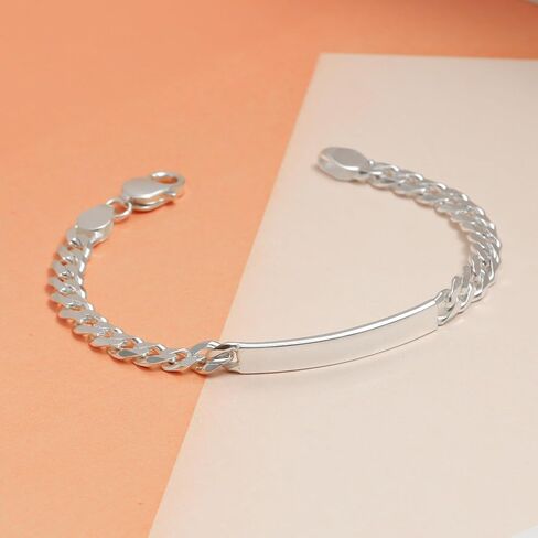 LeCalla Solid Real 925 Sterling Silver Classic Men's Link Bracelets | Italian Silver Bracelets for Men | Handmade Classic Design Chain Bracelet for Men 8, 8.5 Inches, Made in Italy in Saudi Arabia