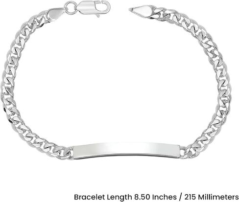 LeCalla Solid Real 925 Sterling Silver Classic Men's Link Bracelets | Italian Silver Bracelets for Men | Handmade Classic Design Chain Bracelet for Men 8, 8.5 Inches, Made in Italy in Saudi Arabia