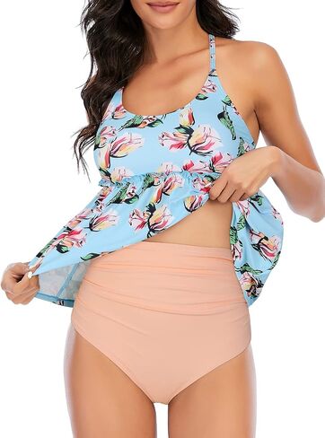 Century Star 2025 Modest Tankini Swimsuits for Women Tummy Control Tankini Bathing Suit Tops with Shorts 2 Piece Swimwear in Saudi Arabia