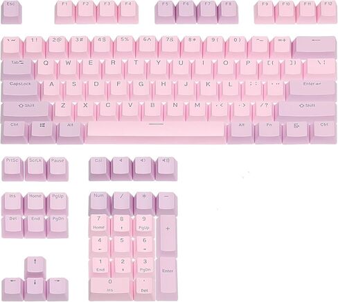 Happy Balls Keycaps الخلفية PBT Cherry MX Keycap Set Doubleshot OEM Profile شفافة مع Keycap Puller لتخطيط الولايات المتحدة 61 87 104 108 MX Switches لوحة المفاتيح الميكانيكية (مجموعة أرجوانية وردية) in Kuwait