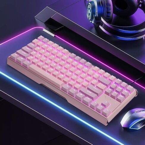 Happy Balls Keycaps الخلفية PBT Cherry MX Keycap Set Doubleshot OEM Profile شفافة مع Keycap Puller لتخطيط الولايات المتحدة 61 87 104 108 MX Switches لوحة المفاتيح الميكانيكية (مجموعة أرجوانية وردية) in Kuwait
