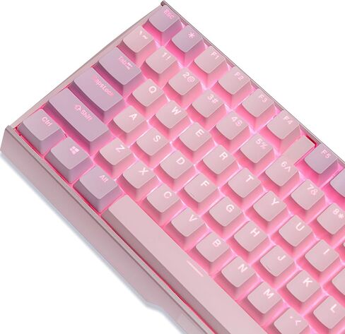 Happy Balls Keycaps الخلفية PBT Cherry MX Keycap Set Doubleshot OEM Profile شفافة مع Keycap Puller لتخطيط الولايات المتحدة 61 87 104 108 MX Switches لوحة المفاتيح الميكانيكية (مجموعة أرجوانية وردية) in Kuwait
