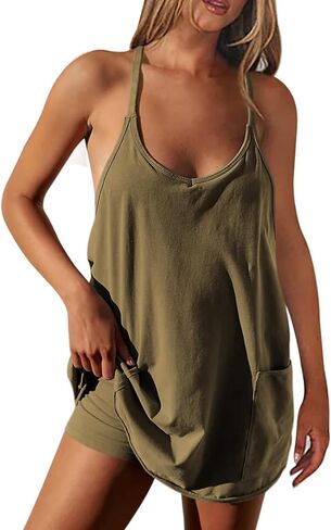 نساء صيف رومبير فستان ضد العنق السباغيتي الأشرطة Mini تمرينات رياضية فستان مضمن في تنس يركض اليوغا in Kuwait