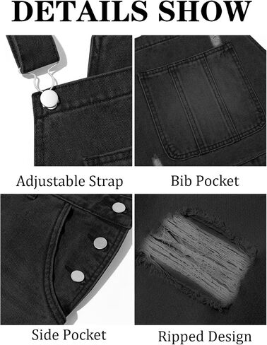 Runcati Men's Denim Bib Overall Ripped Distressed Jean Fashion Casual Adjustable Strap Loose Fit Hippie Jumpsuit in Saudi Arabia