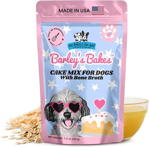 Barley's Bakes Birthday Cupcake Mix for Dogs, Bone Broth Flavor, 7.5 Ounce, Wheat Free, Gluten Free, Real Food Ingredients, Made in the USA by The Bear & The Rat in Saudi Arabia