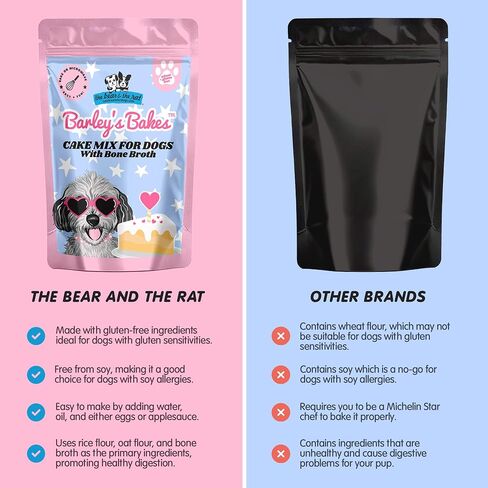 Barley's Bakes Birthday Cupcake Mix for Dogs, Bone Broth Flavor, 7.5 Ounce, Wheat Free, Gluten Free, Real Food Ingredients, Made in the USA by The Bear & The Rat in Saudi Arabia