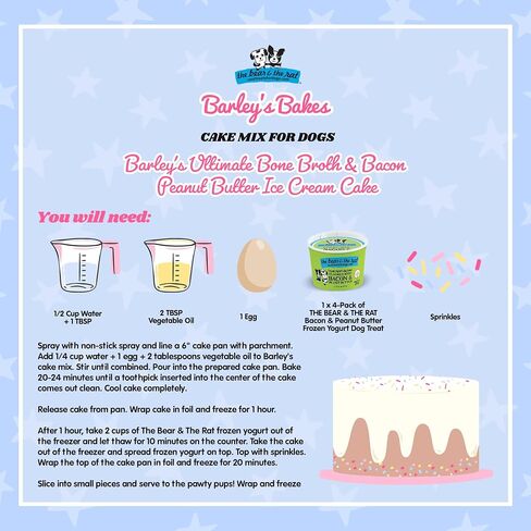 Barley's Bakes Birthday Cupcake Mix for Dogs, Bone Broth Flavor, 7.5 Ounce, Wheat Free, Gluten Free, Real Food Ingredients, Made in the USA by The Bear & The Rat in Saudi Arabia
