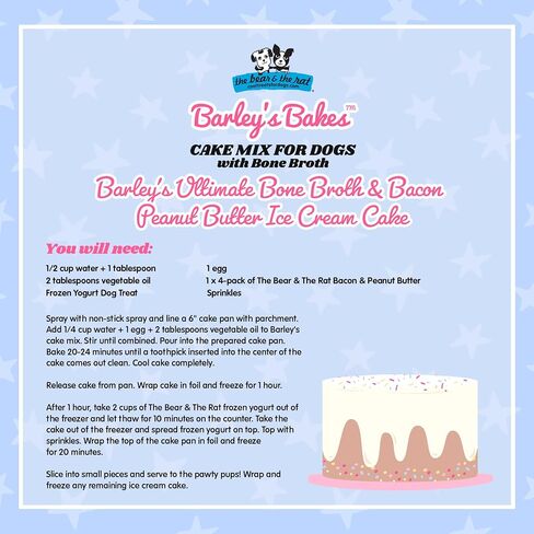 Barley's Bakes Birthday Cupcake Mix for Dogs, Bone Broth Flavor, 7.5 Ounce, Wheat Free, Gluten Free, Real Food Ingredients, Made in the USA by The Bear & The Rat in Saudi Arabia