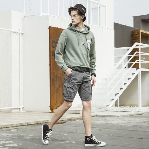 Mens Cargo Shorts Cotton Lightweight Multi Pocket Summer Casual Outdoor Hiking Shorts (No Belt) in Saudi Arabia