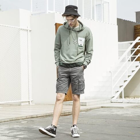 Mens Cargo Shorts Cotton Lightweight Multi Pocket Summer Casual Outdoor Hiking Shorts (No Belt) in Saudi Arabia