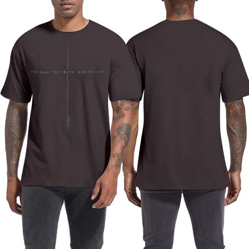 Christian Shirt Mens:The Way The Truth The Life Letter Printed Tshirt Jesus Faith Crew Neck Short Sleeve Top in Saudi Arabia