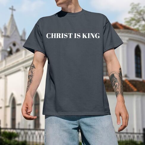 Christian Shirt Mens:The Way The Truth The Life Letter Printed Tshirt Jesus Faith Crew Neck Short Sleeve Top in Saudi Arabia