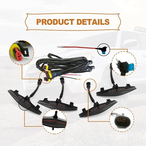 4-PCS LED Amber Lights for 2014-2023 Toyota 4Runner TRD Pro Grille, Including SR5, TRD Off-Road, Limited, TRD Pro, Venture, Trail with Fuse & Wire Harness (Smoke Shell/Amber Light) in Kuwait