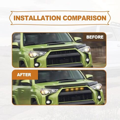 4-PCS LED Amber Lights for 2014-2023 Toyota 4Runner TRD Pro Grille, Including SR5, TRD Off-Road, Limited, TRD Pro, Venture, Trail with Fuse & Wire Harness (Smoke Shell/Amber Light) in Kuwait