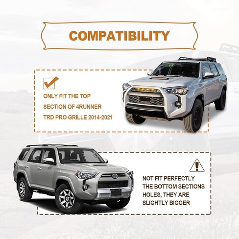 4-PCS LED Amber Lights for 2014-2023 Toyota 4Runner TRD Pro Grille, Including SR5, TRD Off-Road, Limited, TRD Pro, Venture, Trail with Fuse & Wire Harness (Smoke Shell/Amber Light) in Kuwait