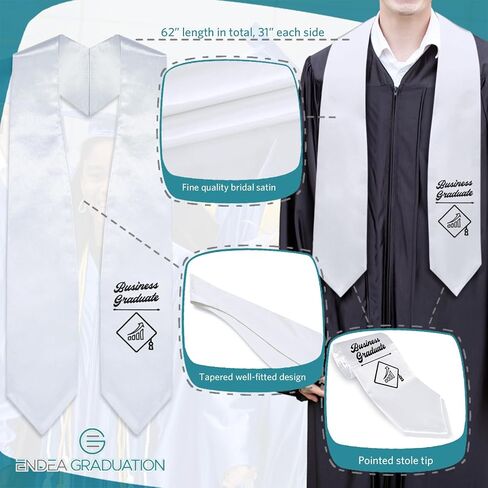 Endea Graduation Business Graduate Stole With Classic Tips - Unisex Adult - 62" Long - Graduation Sash in Saudi Arabia