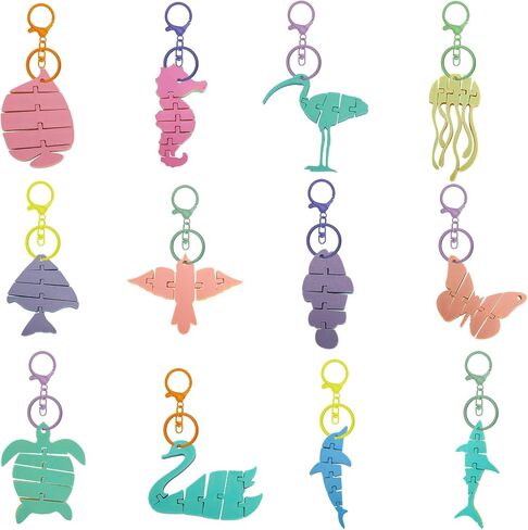 12 Pcs 3D Printed Ocean Themed Keychains, Colorful 3D Printed Design, Great Gift for Ocean Lovers, Funny 3D Printed Keychain Charms for Backpack, Purse, Handbag in Saudi Arabia