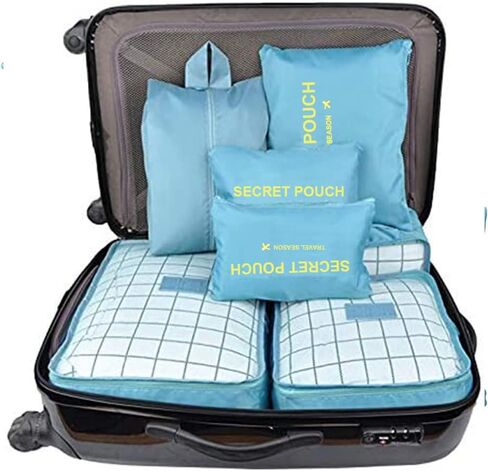 7 Set Packing Cubes Travel Luggage Packing Organizers for Suitcase, Blue Flower in Saudi Arabia