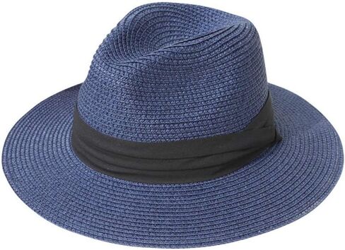 Panama Straw Sun Hat Unisex Wide Brim Sun Caps Foldable Beach Hat with Wind Cord in Saudi Arabia